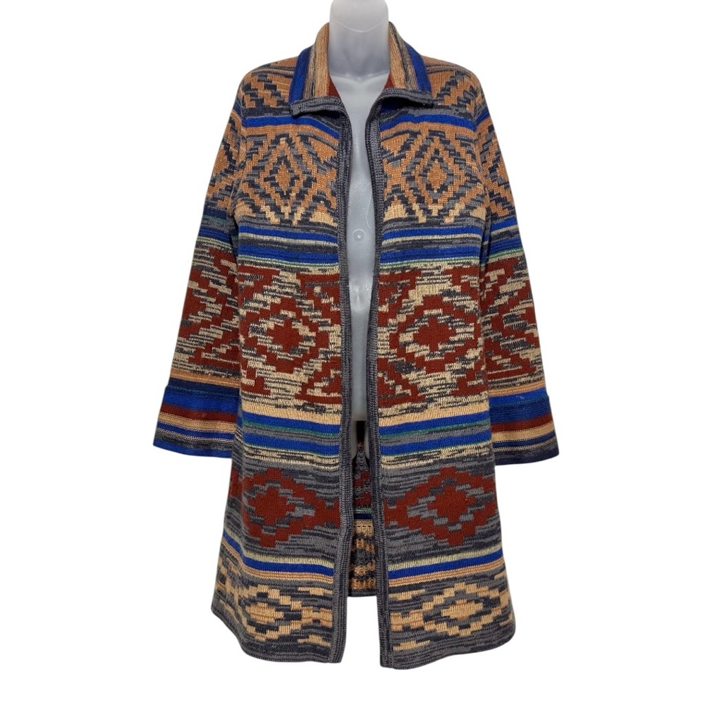 Spense Southwest Geometric Multicolor Long Cardigan